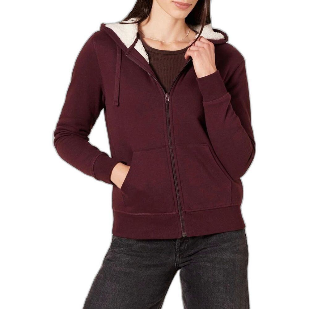 Amazon Essentials Full-Zip Hooded Jacket Size M Sherpa-Lined Fleece